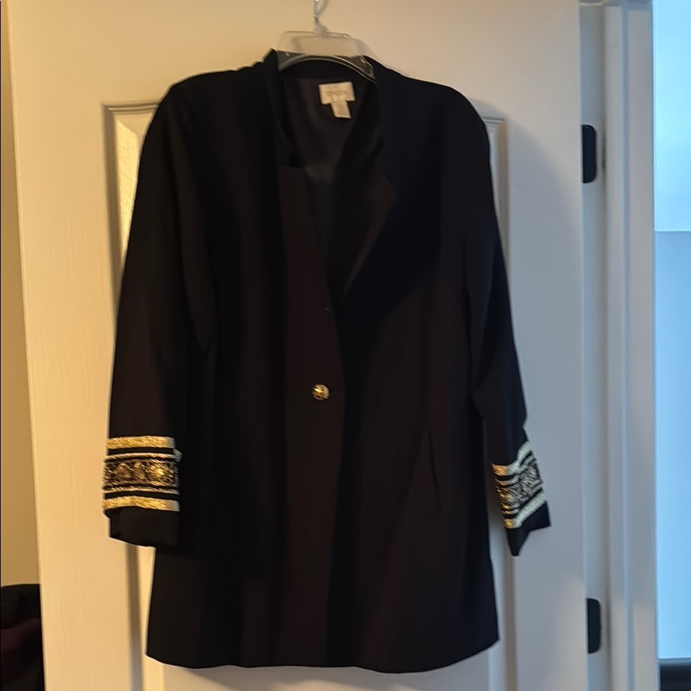 Chico's Black Blazer with Gold Embellishments